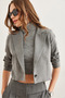 Women's Smoked Lined Premium Polyviscon Crop Blazer Jacket Ckt- 19000394 - 2