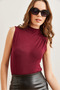 Women's Burgundy Stand Collar Soft Touch Flexible Blouse Blz- 19002766 - 6