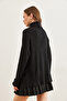 Women's Black Turtleneck Soft Textured Blouse with Cuff Detail Blz- 19002765 - 5
