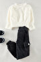 Ecru Girl's Textured Knitted Bottom-Top Suit Tkdaw25Au00132