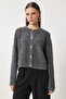 Women's Anthracite Boucle Knitwear Jacket Cardigan YY00117 - 2