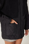 Women's Black Plush Detailed Quilted Coat DD01284 - 6