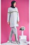 Women's Hooded Glitter Striped Tracksuit Set Gray - 2