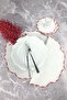طقم مفرش أطباق مطرز باللون الأحمر المتدرج مكون من 4 قطع ومنديل كوكتيل