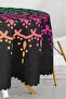 Round Tablecloth with Pink and Green Mandala Motif on Black Background - Diameter 140cm - 3