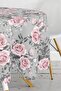 Smoked Themed Digital Printed Round Tablecloth with Jar Flower Motif - Diameter 140cm - 3