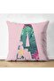 Double Sided Pink Floor Tropical Leaf Letter A Special Design Modern Suede Pillow Throw Pillow Cover