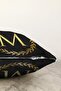 Double Sided Black Background Gold Leaf Framed Letter M Special Design Raschel Knitted Pillow Throw Pillow Cover - 3