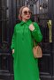 8222 Gathered Tunic with Side Slits and Robe Style Detail Green - 2