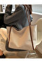 Canvas Shoulder Bag with Tan Detailed Strap - 3
