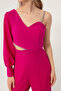 Women's Plum Single Sleeve Low-cut Evening Dress Jumpsuit - 4