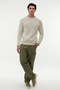 Men's Beige Color Crew Neck Knitted Loose Fit Sweater - 3