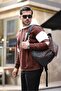 Sporty Stripe Detailed Hooded Sweatshirt - Brown - 2