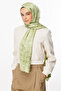 Pistachio Green Houndstooth Pattern Shiny Jacquard Shawl - 2