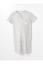 Lcwk Empty Neck Printed Short Sleeve Maternity Nightgown - 6