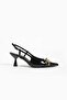 Erisas Black Patent Leather Women's Pointed Toe Heeled Shoes