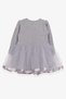 Girl's Long Sleeve Dress, Kitten Embroidered Sequin, 1.5-5 Years, Gray Melange - 5