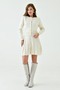 Women's Ecru Stretchy Knit Fabric Buttoned Cardigan and Pleated Mini Skirt Two-Piece Knitwear Set 1150 - 4