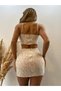 Beige Sequined Double Suit - 3