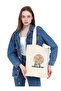 Canvas Fabrictesettür Scenery Girl Tote Bag - Cream - Çınar Tote Bag - 3