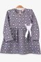 Girl's Long Sleeve Dress with Bow, Age 1.5-5, Dark Gray Melange