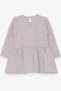Girl's Long Sleeve Dress Glittery Printed Girl with Glasses 1-4 Years, Beige Melange - 2