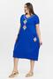 Women's Large Size Diamond Embroidery Detail Blue Dress - 4