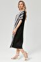 Women's Plus Size Relaxed Fit White Dress with Ethnic Details and Black Trim - 5