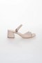 Women's Open Front Short Thick Heeled Summer Style Slippers Nude - 2
