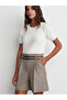 10648 Ecru Crew Neck Soft Shiny Knitwear Sweater - 5