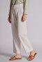 Women's Linen Blended Waist Half Elastic Double Pleated Double Leg Trousers Natural - 3