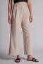Women's Relaxed Fit Pants with Side Pockets, Zipper and Agraf Closure, Stone Color - 3