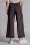 Women's Relaxed Fit Pants with Side Pockets, Zipper and Snap Closure, Brown - 5