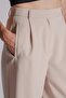 Women's Relaxed Fit Pants with Side Pockets, Zipper and Agraf Closure, Stone Color - 4