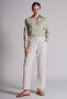 Women's Linen Blended Waist Half Elastic Double Pleated Double Leg Trousers Natural - 2