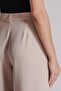 Women's Relaxed Fit Pants with Side Pockets, Zipper and Agraf Closure, Stone Color - 6