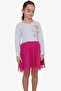 Girl's Long Sleeve Dress with Teddy Bear Accessory, Age 3-8, Light Gray Melange