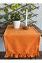 Vintage Velvet Textured Hassle-Free Ruffled Orange Runner - 7