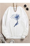 Blue Feather Printed Bicycle Collar Sweatshirt