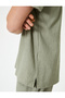 Polo Neck T-Shirt Buttoned Textured Cotton Short Sleeve - 5