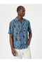 Summer Shirt Short Sleeve Floral Pattern Classic Collar Viscose Fabric - 3