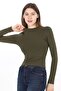 Stretch Fabric Cotton Crop T-Shirt - Slim Fit - Khaki - 7