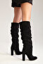 Belower Bellows Black Suede 10 cm Women's Boots, Heeled Boots - 5