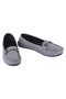Women's Gray Genuine Leather Hand-Saddled Orthopedic Ballerinas - 2