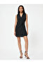 Mini Double-Breasted Dress Sleeveless Shirt Collar Aerobin Fabric