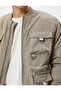 Bomber Jacket with College Collar and Pocket Detail, Zippered - 5
