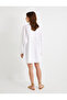 Mini Fisto Dress with Balloon Sleeves, V-Neck, Cotton - 4