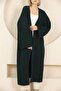 V-Neck Folded Wide Long Sleeve Self-Textured Thick Full Ankle Length Winter Comfortable Knitwear Cardigan - 5