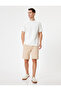Cotton Canvas Bermuda Shorts - Elastic Waist and Pocket Detail