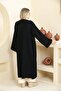 V-Neck Folded Wide Long Sleeve Self-Textured Thick Full Ankle Length Winter Comfortable Knitwear Cardigan - 5